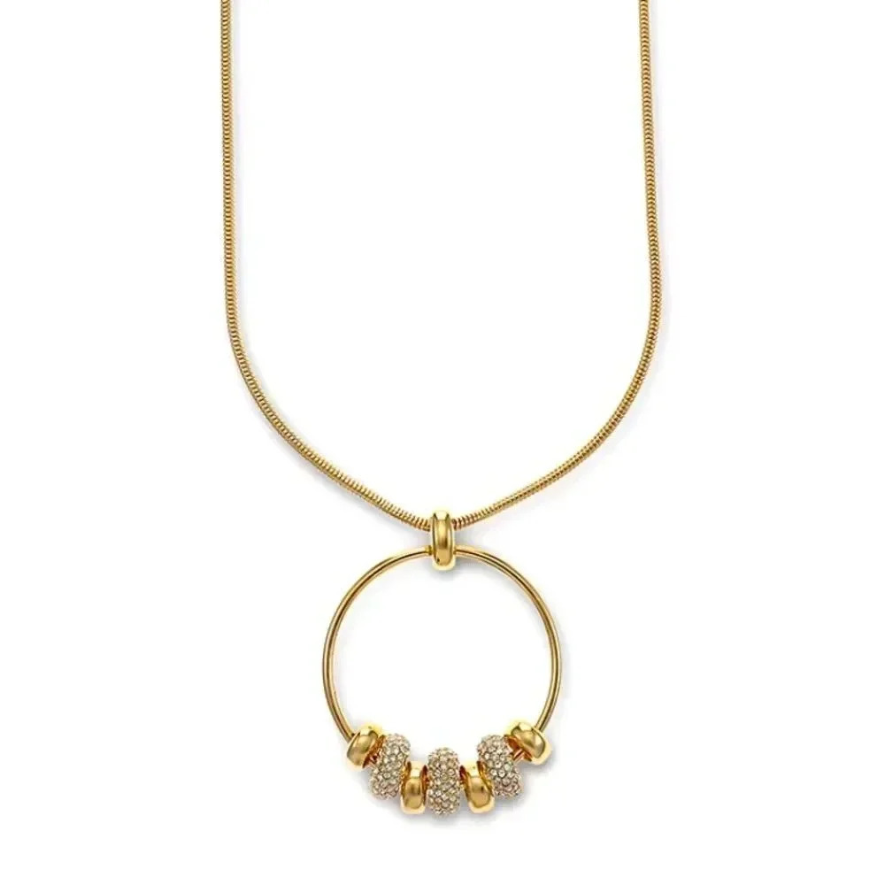 Modern Circle Long Pendant Necklace - Picture 3 of 3